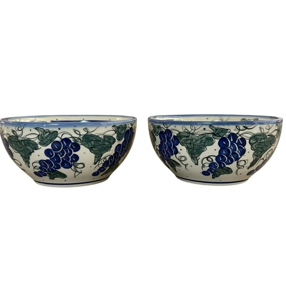 Boleslawiec Polish Pottery Andar Ceramics Anita Tofil Unikat Grape Vine Bowls‎